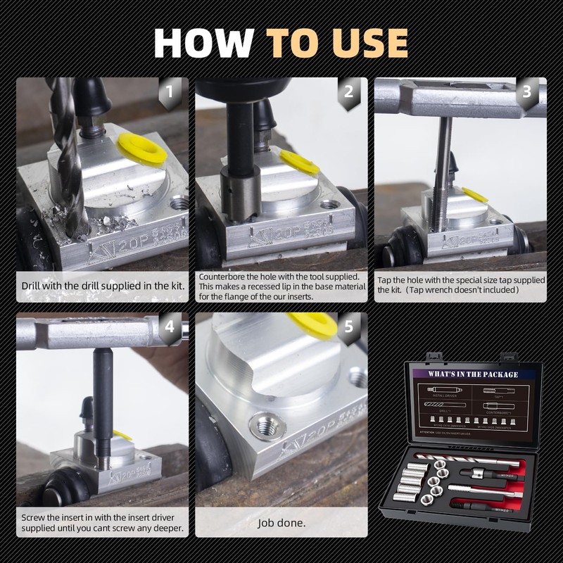 SENNMONN M11X2.0 Metric Thread Repair Kit with Insert HSS Drill,