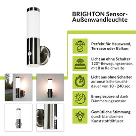 Light Experiences K/CX/446/65 Outdoor Light Terrace Garden Stainless Steel Plastic Modern