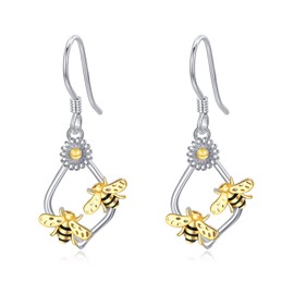 Hook Earrings for Women 925 Sterling Silver Cute Dangle Drops Dinosaur/Bees/Dragonfly Dangle Earrings Hypoallergenic Dinosaur Jewelry Gifts for Women Teens Wife Birthday Present, Sterling Silver,