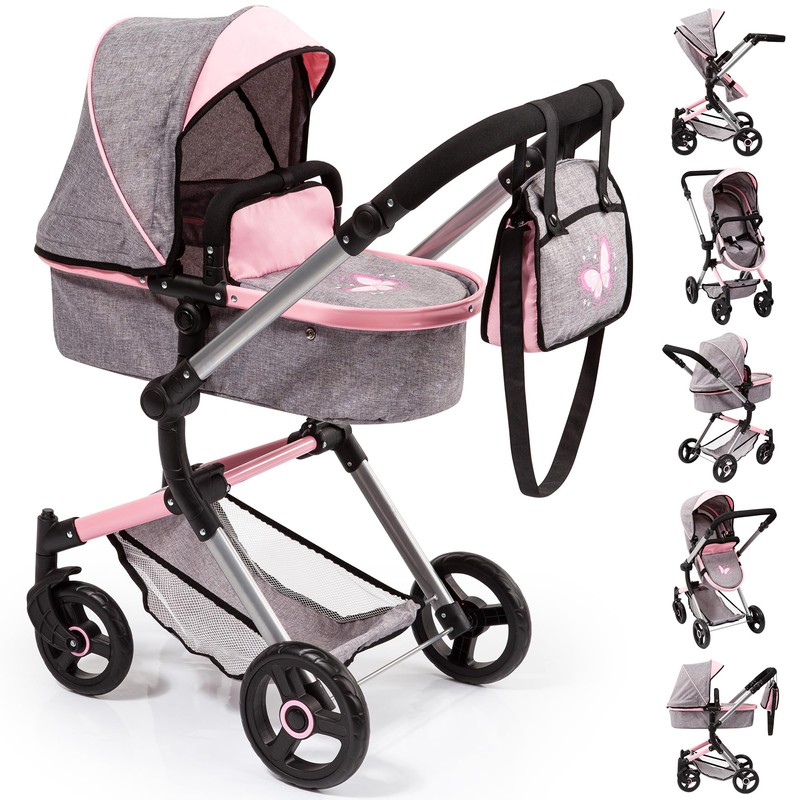 Bayer Design: Pram City Vario Stroller - Gray & Pink