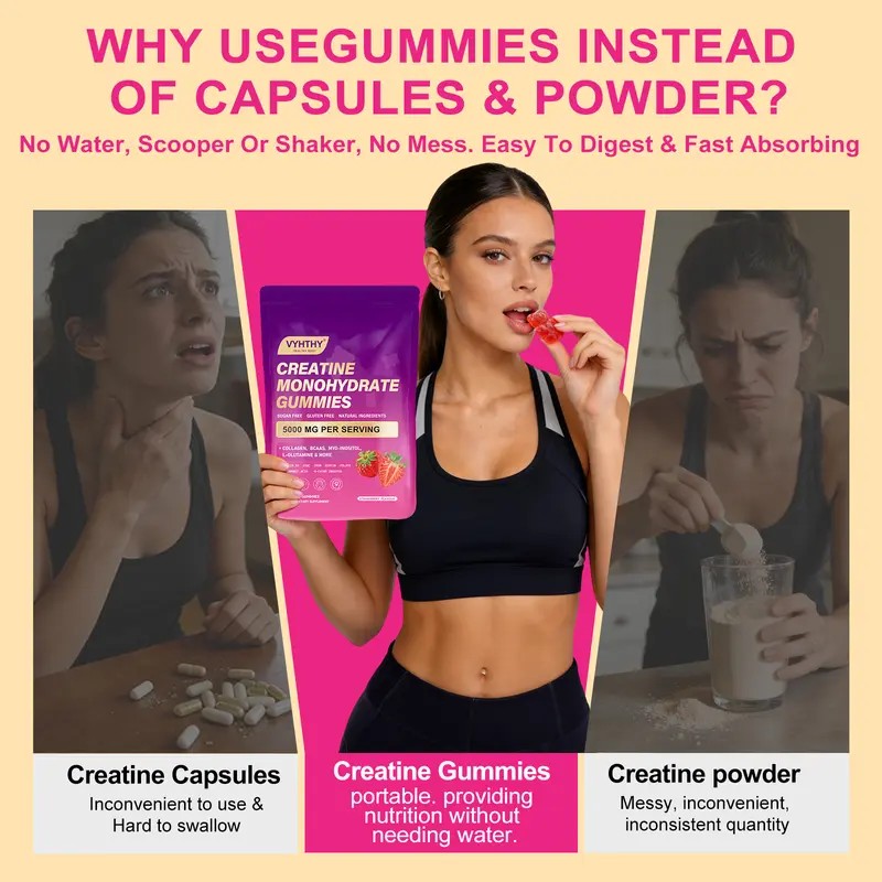 Creatine Monohydrate Gummies for Women – Muscle Recovery Support, Workout