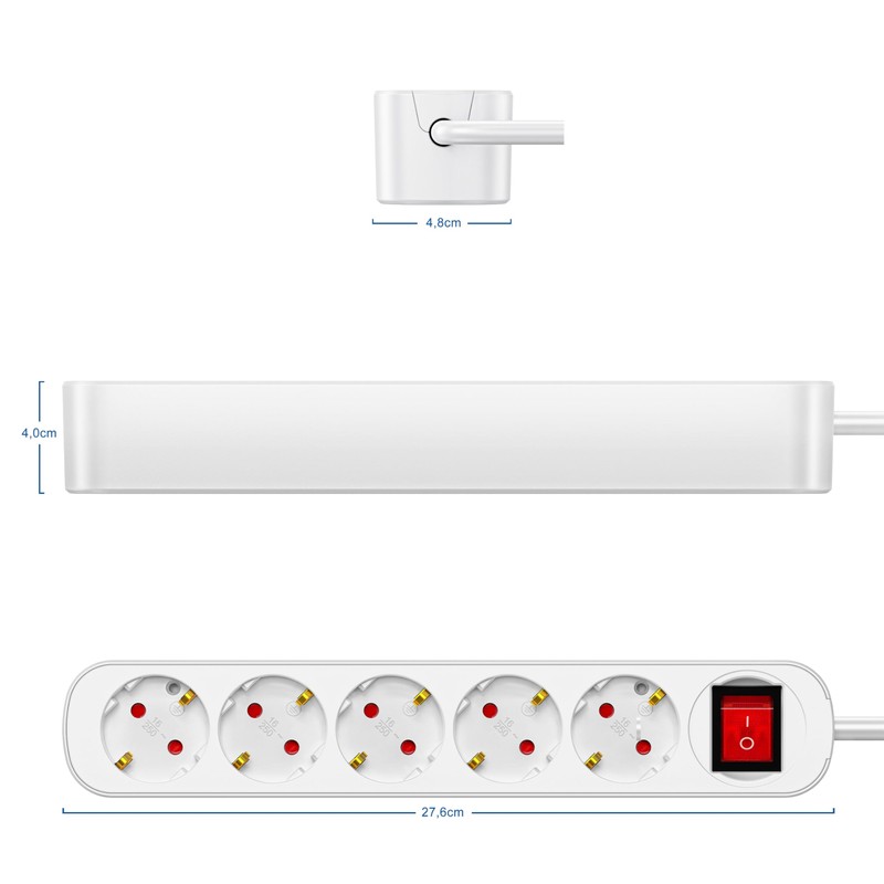 Power Strip for Home, 5-Way Multiple Socket with Save Energy