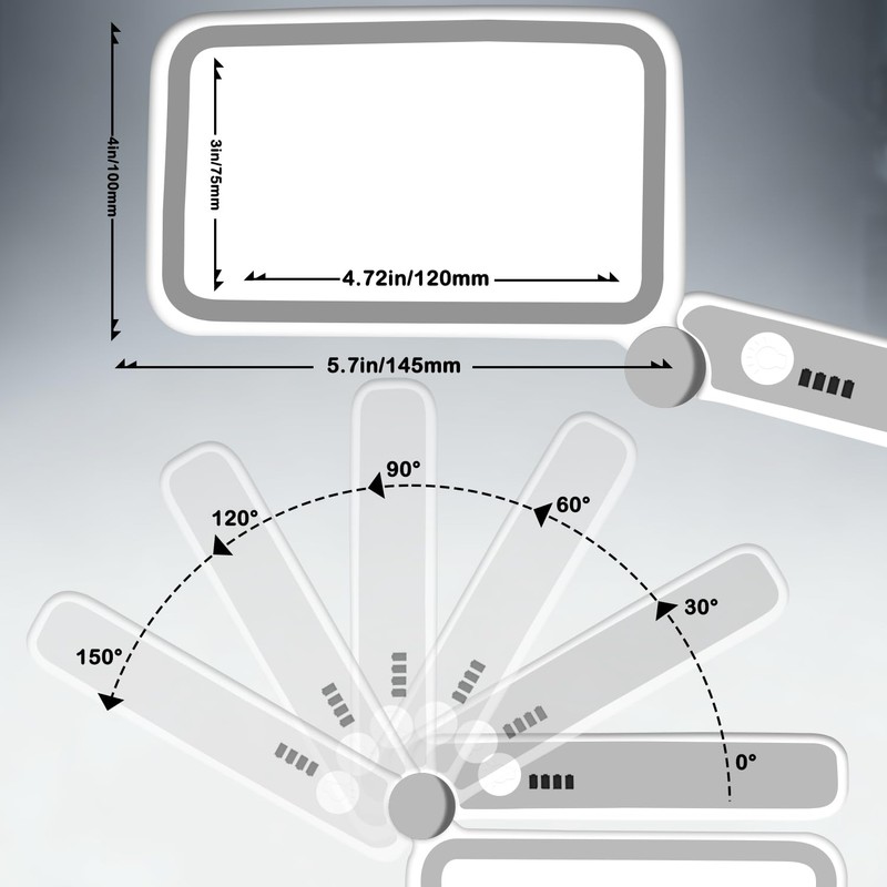 Handheld Folding Magnifying Glass for Reading Stepless Dimmable LED Light