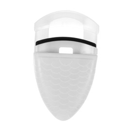 Healeved Reise-Wimpernzange, Fischschuppenmuster, Kunststoff, tragbar, Mini-Wimpernzange mit Ersatz-Pads für Make-up zu Hause und unterwegs, weiß