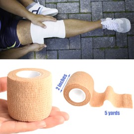 Gondiane 9 Pack 2" x 5 Yards Self Adhesive Bandage Wrap Self Stick Wrap for Ankle, Wrist, Finger, Sports, Breathable Cohesive Vet Tape for Pets (Skin Color)