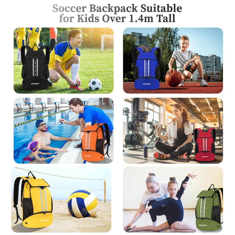 EULANT Football Backpack with Shoe Compartment, Multifunctional Backpack with Bottom
