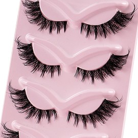 False Eyelashes 5 Pairs Fluffy Fox Eye Lashes Cat Eye Lashes Fluffy Wispy Lashes Lightweight Faux Mink Lashes