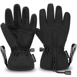 Andake Kids Gloves Kids Winter Gloves Kids Snow Gloves Waterproof Gloves for Kids Mittens Girls Boys Children (Black, XXS (Fits 4-5Y))