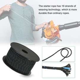 M METERXITY Recoil Starter Rope Pull Cord 3mm 100m Pull Starter Rope Nylon Pull Cord Pull Starter Rope for Mower/Chainsaw/Trimmer/Brush Cutter [Black Blue]
