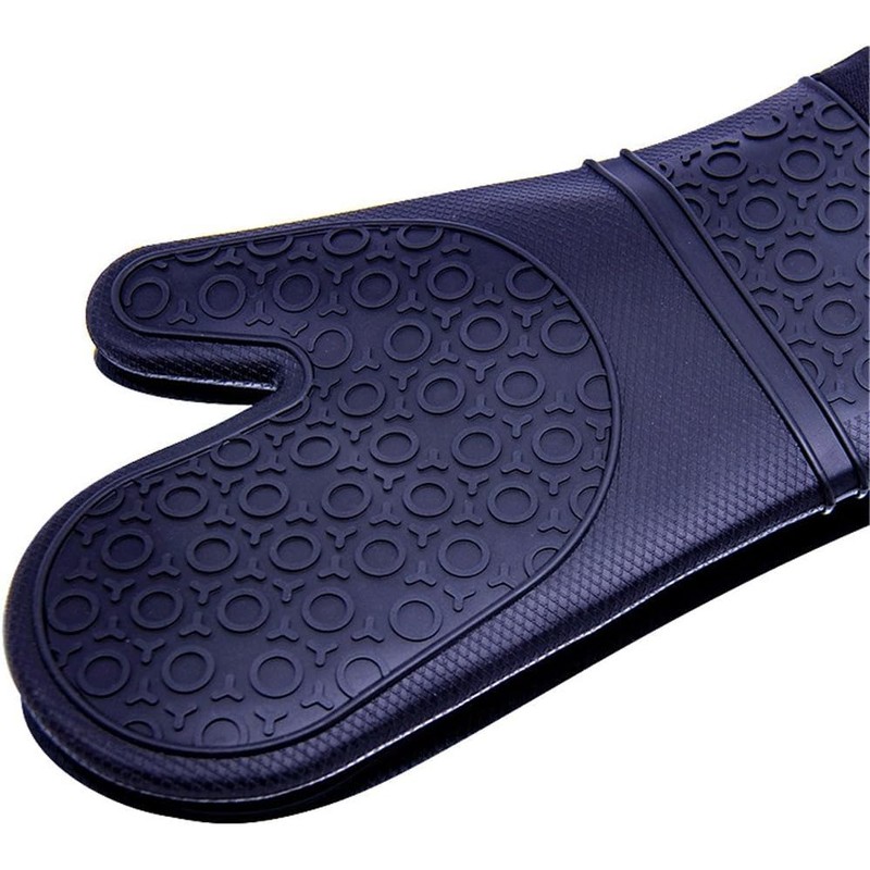 Extra Long Professional Silicone Oven Mitts with Quilted Liner, Durable