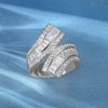 MDFUN 2 Rows Twisted Eternity Rings Emerald Cut Cubic Zirconia