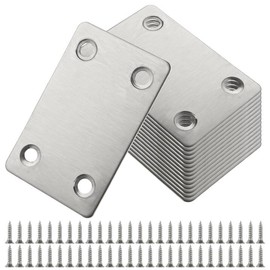 GBACHOOSE 40pcs 38x60MM Flat Brackets for Wood, Flat Connecting Mending Plates Braces Brackets, Stainless Steel Support Joining Plate Furniture Repair Plate Fixing with Holes (Silver)