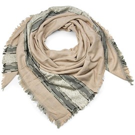 styleBREAKER XXL square scarf with sequins and stripes, fringing, winter scarf, shawl, women 01017056, color:Rose