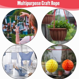 Soft Cotton Rope Cord 3 Pack, 10 M/33 Feet 8 mm Solid Braided Twisted Crafts Rope