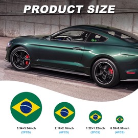 Dickno American Flag Decal, Patriotic Reflective Stripe USA Flags Car Sticker with Multiple Size, Waterproof Universal American Vehicle Decal Sticker for Car Helmet Laptop (Brazil, Round)