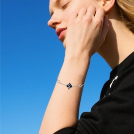 AXOMY QUEEN OF SPADES Bracelet 925 Sterling Silver Queen Card Bracelets Unique Queen of Spades Jewelry Gifts for Women HotWife Wife Lover