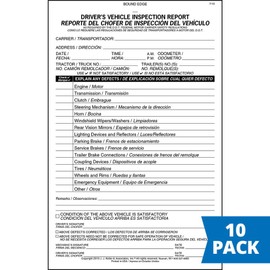 Simplified Driver's Vehicle Inspection Report 10-pk. - Bilingual, Book Format, 2-Ply Carbonless, 5.5" x 8.5", 31 Sets of Forms Per DVIR Book - Meet FMCSR Requirements - J. J. Keller & Associates