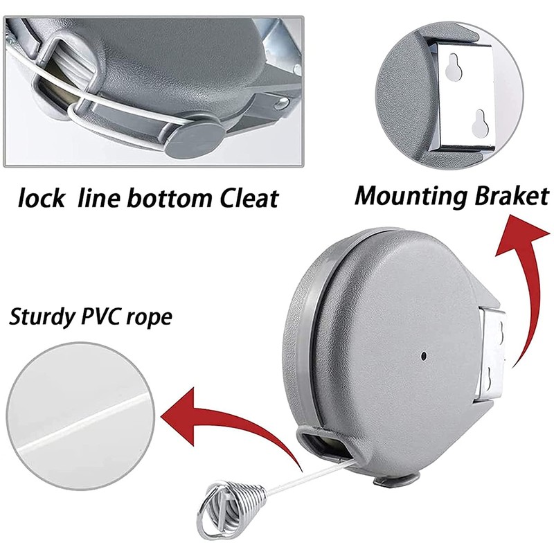HOMESHOPA 15 Metre Retractable Washing Line, Portable Heavy Duty Wall