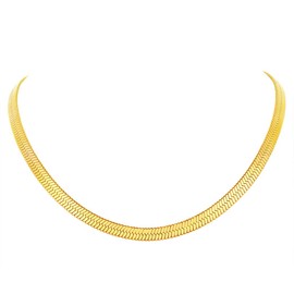 FindChic 5MM Flat Snake Gold Chain Choker Jewellery for Women 46CM Hypoallergenic Stainless Steel Herringbone Necklace Gold