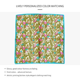 LumiSyne Silk Scarf Women's Square Scarf Plain Retro Chain Printed Lightweight Soft Square Scarf Bandana Headpiece Neckerchief Hairband, Yellow Flowers