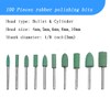 Luo ke 100 Pcs Rubber Polishing Bits, 1/8 Inch Shank
