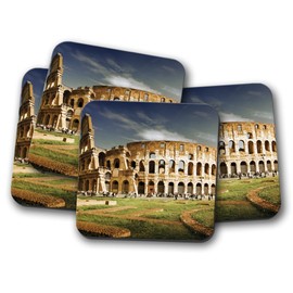 4 Set - Rome Colosseum Coaster - Flavian Amphitheatre Italian Travel #8979
