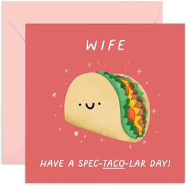 Old English Co. Funny Birthday Card for Wife - 'Spec-Taco-lar' Birthday Card for Her - Hilarious Female Birthday Card for Spouse - 30th, 35th, 40th, 50th | Blank Inside Envelope