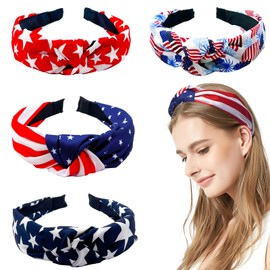 HGYEDA American Flag Headband,USA Flag Hair Hoop, 4th of July Patriotic Headband Stars Stripes Twist Hair Accessories Red White and Blue Hair Hoop for Women Girls for Independence Day