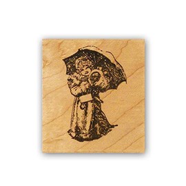Winter's Child - Girl in Snow Mounted Rubber Stamp #CM-7