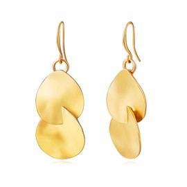 YKKZART Gold Dangle Earrings 14k Gold Plated Double Teardrop Earrings Geometric Long Dangle Drop Earrings for Women Statement Christmas Gifts