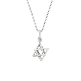 81stgeneration Women's .925 Sterling Silver Small 3D Star of David Merkabah Pendant Necklace, 18"