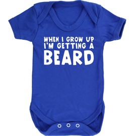 Hippowarehouse When I Grow Up I'm Getting a Beard Baby Vest Bodysuit (Short Sleeve) Boys Girls Royal Blue