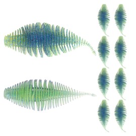 4.15'' Soft Swimbait Fishing Soft Plastic Lures Double-Color Lure for Bass Fishing Worms for Largemouth Bass (Light Green+Blue, 8)