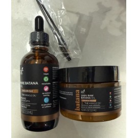 Art Naturals Batana Oil for Hair Growth 4Pc Set Raw Batana oil, Paste, Lash Wand, Brow Brush