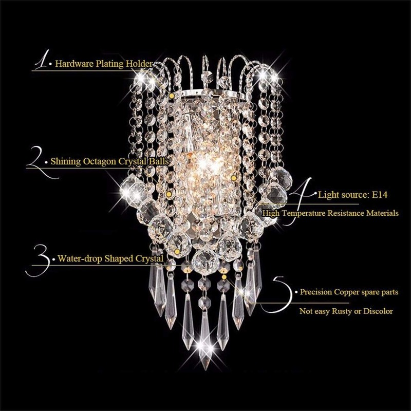 XIHOME Crystal Wall Light with Crystal Balls Drops Decorative Chrome
