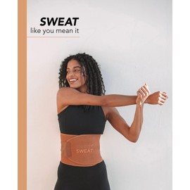 Sweet Sweat Toned Waist Trimmer for Women and Men | Premium Waist Trainer Belt to 'Tone' Your Stomach Area (Clay, Large)