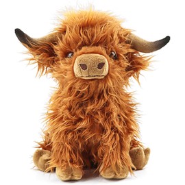 BLORFY Brown Highland Cows Stuffed Animals, Cute Fluffy Cow Plush Figure Toys Realistic Highland Cattle Plush Decor, Plateau Cow Plush Decoration