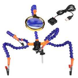 Five Arm Flexible Soldering Station Clip with Magnifying Glass Welding Repair Tool With Fan