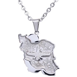 Asoodehdelan Persian Map Gulf Persia Flag Farvahar Necklace Chain Farohar Faravahar Art Gift - Leather String, Gold Plated