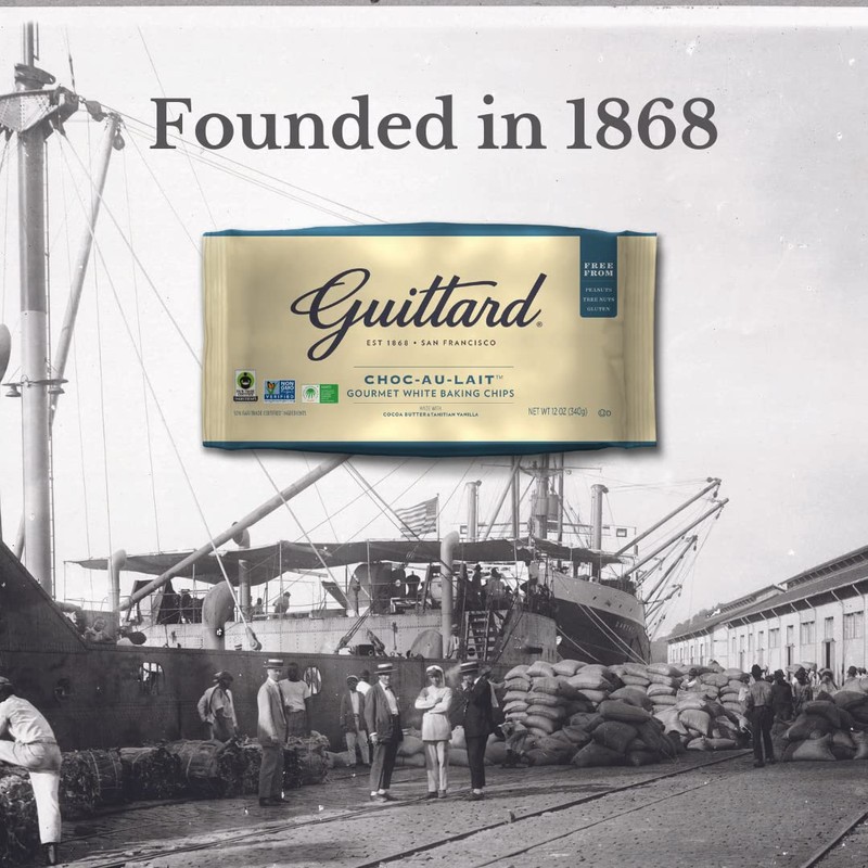 Guittard Baking Au Lait Chip, Vanilla, White chocolate, 12 Oz