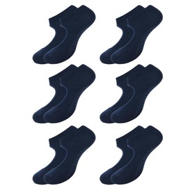 BALENZIA Pilates Grip Socks Women |Pack of 6| Yoga Accesorries Grip Hospital Walk|Ballet Dance Anti Slip Non Skid Sock, 6 Navy Blue, 7-8