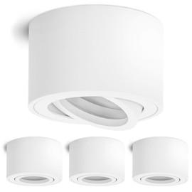 linovum Linovum 4 pieces SMOL downlight extra flat, swiveling in matt white? & round - surface-mounted light? 80 mm for LED modules