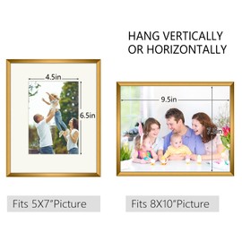 Golden State Art, Aluminum Picture Frame And Real Glass- 8x10 Picture Frames with Ivory Color Mat for 5x7 Photo Display- Wall Decor or Tabletop Display (Bronze, 4-Pack)