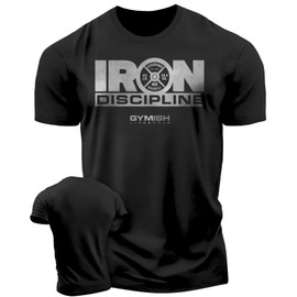 Iron Discipline Men's Strength Training T-Shirt for Workout Athletes (XL, Iron Discipline Silver on Black)