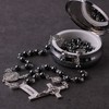HanlinCC 6mm Hematite Stone Black Beads Catholic Saint Benedict Rosary