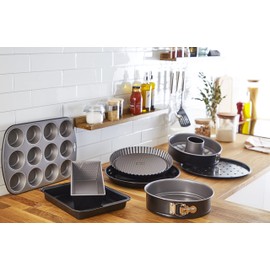 Lagostina Gustosa Round Steel Non-Stick Oven Pizza Tray, Black, Diameter 32 cm