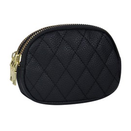 Energather Change Purse for Women, PU Leather Coin Purse Coin Pouch with Keychain, Zipper Mini Small Wallet for Change Coin Cards (Black)