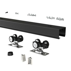 SongYung Pocket Door Hardware and Track Set, 60Inch Sliding Door Aluminium Alloy Box Rail Hardware for Single Wooden Door,Black