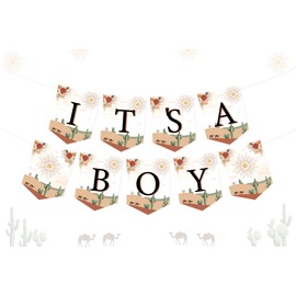 Desert Baby Shower Banner It's A Boy Baby Shower Banner Cactus Desert Decorations Banner Garland Rustic Boho Theme Baby Shower Decorations for Boy Western Cowboy Little boy Theme Decor Party Supplies