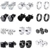 12 Pairs Earrings For Men Women Stainless Steel,Round Earring Men